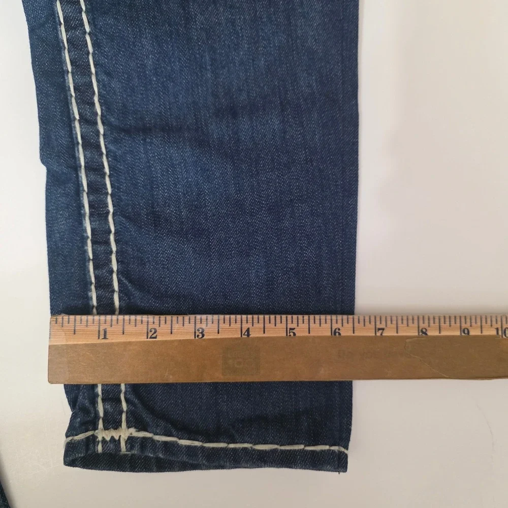True Religion Jeans Men 36 X 32 Blue Skinny W/Flap Super T Big Stitch Casual